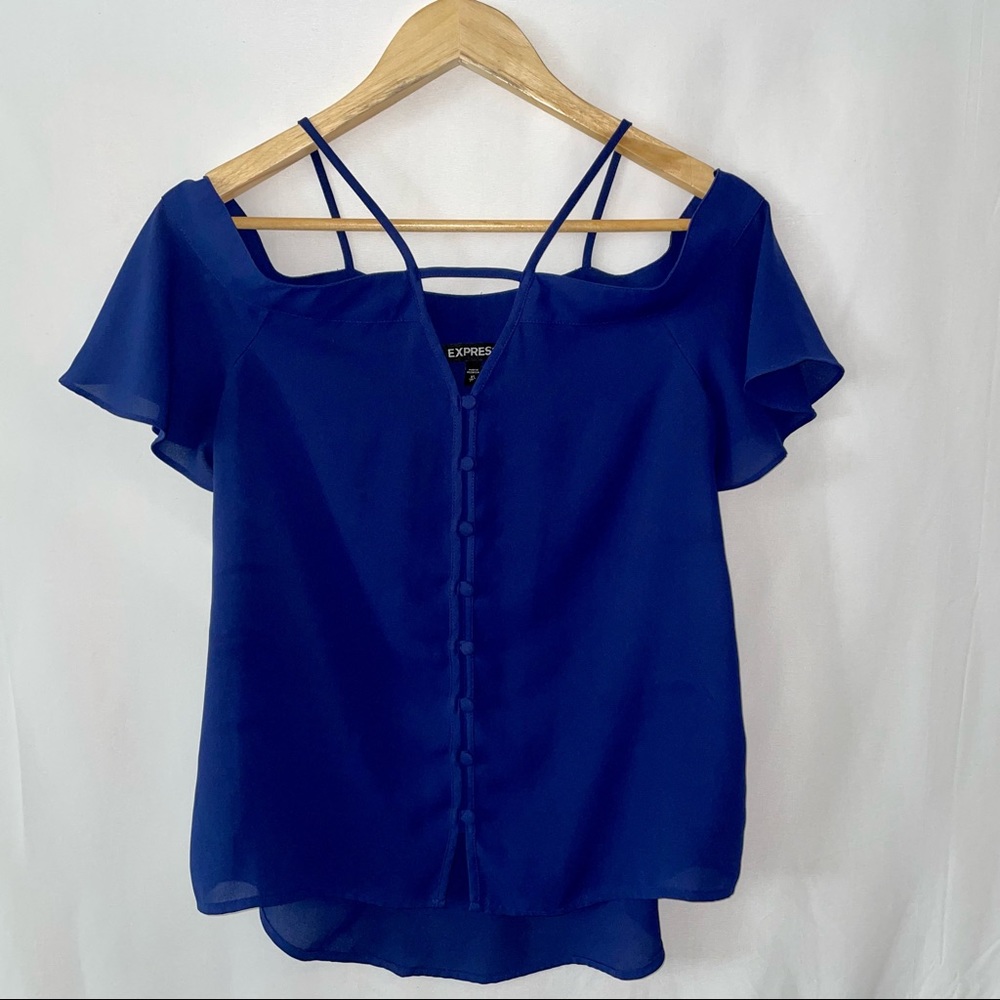 Express Cold Shoulder Blouse, Blue